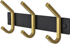 Small Coat Rack Wall Mount – Black and Gold Hook Rail by SAYONEYES