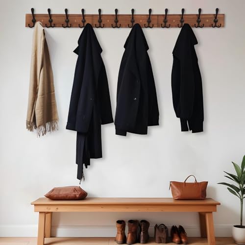 Wall Mount Coat Rack 47.3'' Burnt Brown Hanger - Image 2