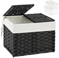 SETVSON Storage Basket with Lid, 2-Lid PE Rattan Storage Bin by SETVSON