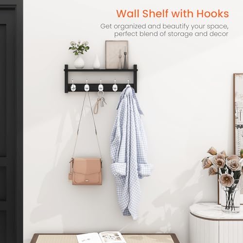 Homode Wall Coat Rack With Shelf, Wood Entryway Hanger With Hooks, Small - Image 2