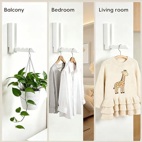2 Pack Clothes Drying Rack Wall Mounted, Space Saver Wood Wall Mounted Folding - Image 5
