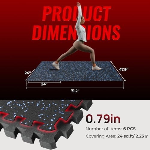 SUPERJARE 0.79'' Extra-Thick 6 Pcs 24 Sq Ft Exercise Equipment Mats - Image 6
