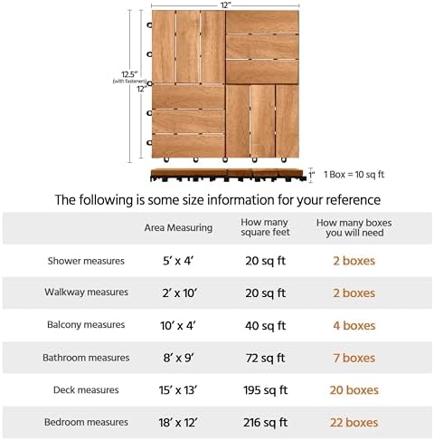 Yaheetech 10pcs Acacia Hardwood Interlocking Deck Tiles - Image 5