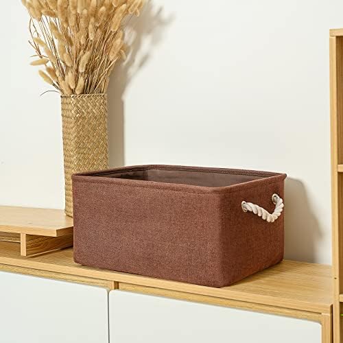 TheWarmHome Decorative Basket Rectangular Fabric Storage Bin Organizer Basket - Image 3