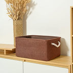 TheWarmHome Decorative Basket Rectangular Fabric Storage Bin Organizer Basket - Image 3