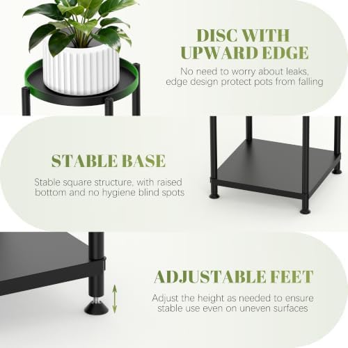 4 Tier Plant Stand Indoor Outdoor, Metal Shelf Holder Corner Black - Image 3