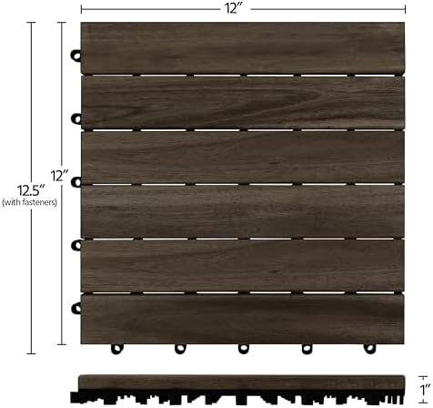 Yaheetech 108PCS Deck Tiles Acacia Wood Interlocking Outdoor Flooring - Image 3
