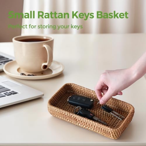 Small Rattan Serving Tray, Natural Wicker Decorative Tray - Image 5