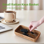 Small Rattan Serving Tray, Natural Wicker Decorative Tray - Image 5
