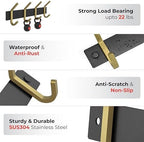 Coat Rack Wall Mount – Black and Gold Hook Rail - Image 3
