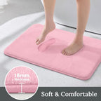 HUXMEYSON 3-Piece Memory Foam Bathroom Rug Set, Rose Pink - Image 3