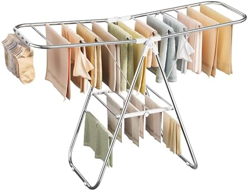 SONGMICS Clothes Drying Rack, Foldable Metal Airer, 19.3 x 51.2 x 39.4 in by SONGMICSbySONGMICSHOME