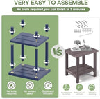 Outdoor Side Table with 2-Tier, Bamboo Small Patio Adirondack Tables - Image 3