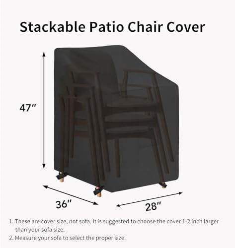 Easy-Going Outdoor Stackable Chair Cover, 1 Pack-28Wx36Dx47H inch - Image 6