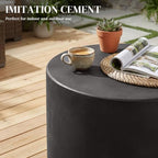 HOMCOM Outdoor Side Table Round Small End Table Concrete Finish Dark Gray - Image 4