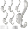 6 Pack Coat Hooks Wall Mount Heavy Duty Utility Retro Double Hooks by PEOIAOY
