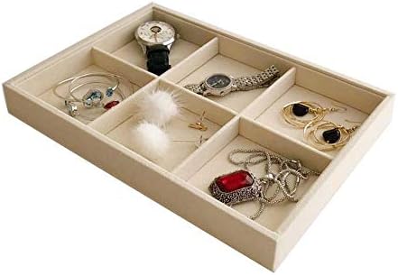 Beige Jewelry Organizer Tray 6 Compartment Medium, Stackable Display Tray by SVEADISPLAY