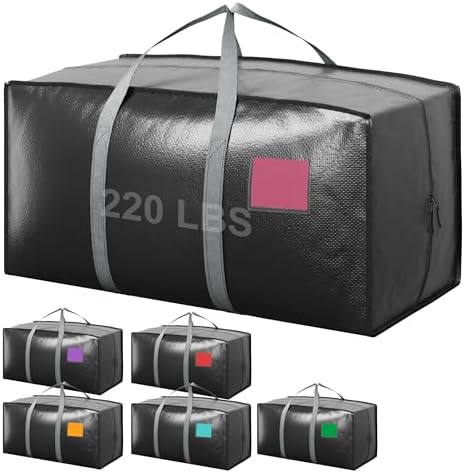 6 Pack Moving Bags with Full-Open Side Zipper, Extra Large 93L Heavy Duty by RMOHRO