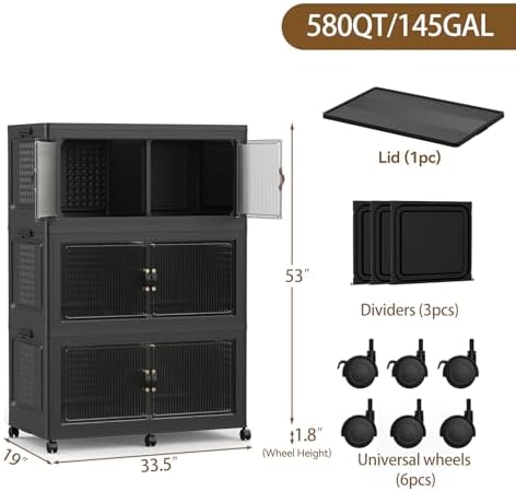 SAILUN 579Qt Stackable Storage Bins, Storage Cabinet - Image 4