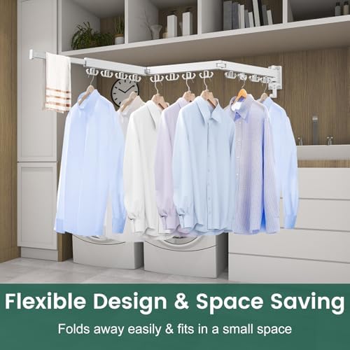 Kelisiting Wall Mounted Clothes Drying Rack, Laundry Drying Rack Wall Mount - Image 6