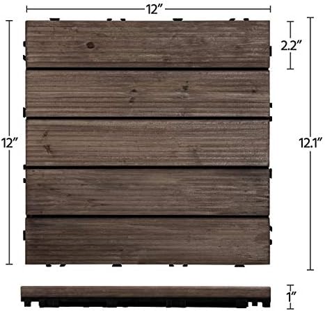 Topeakmart 12x12in Interlocking Wood Deck Tiles 11PCS Flooring - Image 5