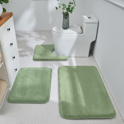 HUXMEYSON 3-Piece Memory Foam Bathroom Rug Set by HUXMEYSON