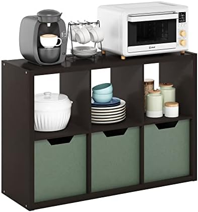 Furinno CUBICLE 6-Cube Book Shelf, Extra Thick Frame Bookshelf, Dark Oak by Furinno-FitsYourSpaceFitsYourBudget