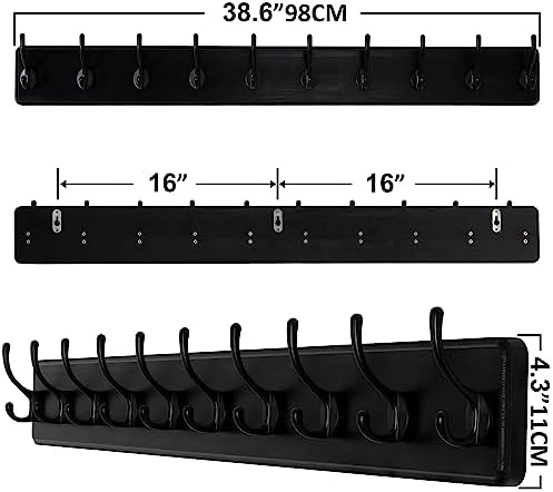 SKOLOO Rustic Wall Mounted Coat Rack, 10 Hooks, Solid Wood - Image 5