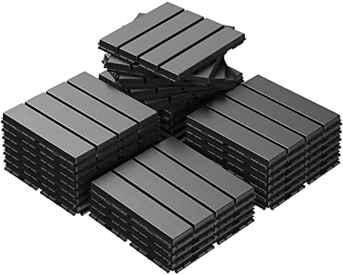 Goovilla Plastic Interlocking Deck Tiles, 27 Pack, Dark Grey by Goovilla