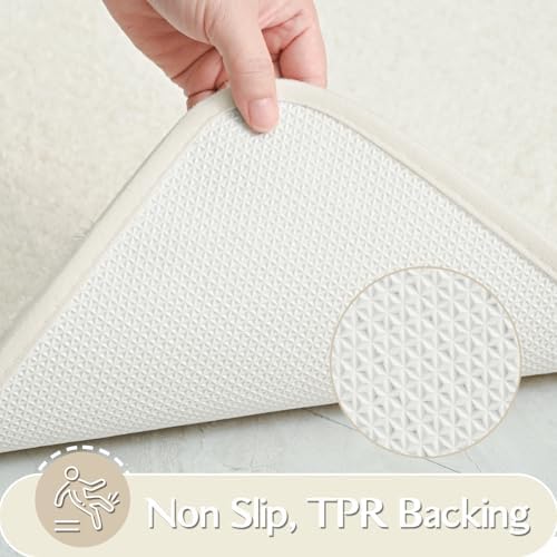 Ivory Bathroom Rug Set 2 Piece Bath Mat 21x34'' &U Shape Toilet Rug 21x21'' - Image 4