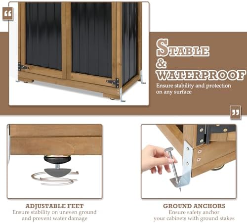 Outdoor Storage Cabinet with Shelves, Weatherproof Tool Shed - Image 5