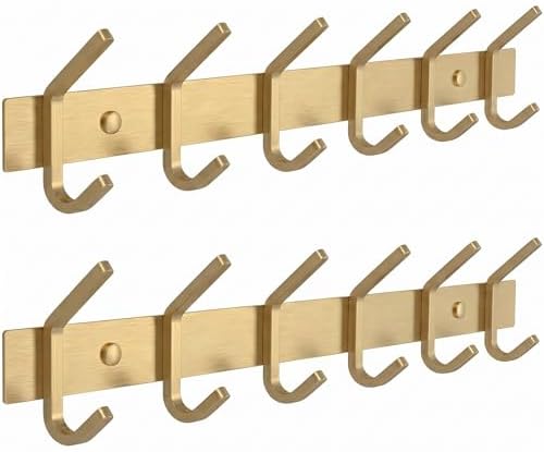 Brushed Gold Wall Mounted Coat Rack – 17 Inch Stainless Steel Rail by SAYONEYES