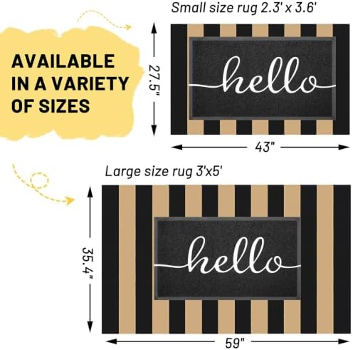 KILOCOCO Striped Rug 3x5 ft Washable Woven Front Door Rug - Image 2