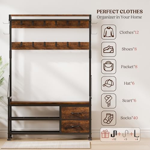 Lulive Coat Rack, 39.4” Hall Tree - Image 3