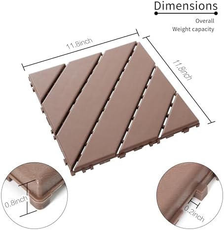 Plastic Interlocking Deck Tiles, 44 Pack Patio Deck Tiles, Patio Floor Decking - Image 4