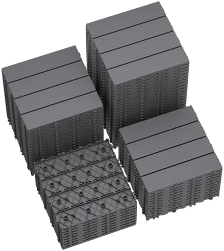 60 PCS Plastic Interlocking Deck Tiles, 11.8"x11.8" Patio Flooring by BuynowfromGreesum