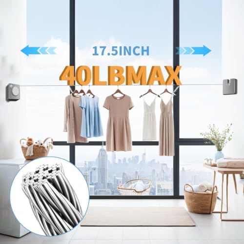 Upgrade-Retractable Clothesline Indoor, Non-Sagging Outdoor Clothes Line - Image 5