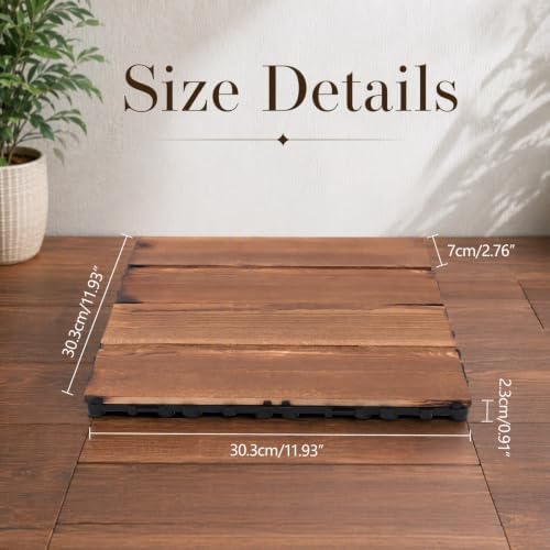 36 PCS Hardwood Interlocking Patio Deck Tiles, Porch & Poolside - Image 2