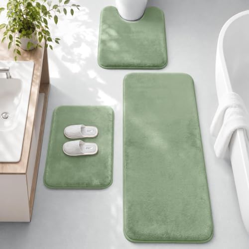 HUXMEYSON 3-Piece Memory Foam Bathroom Rug Set by HUXMEYSON