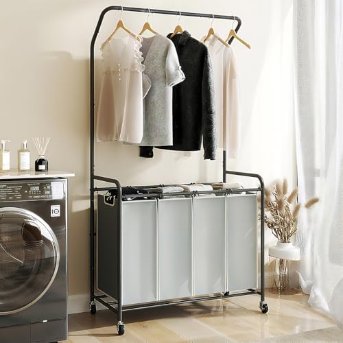 ROMOON Laundry Hamper Sorter Cart, 4 Section Organizer by ROMOON