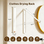 Clothes Drying Rack, Laundry Room Wall Mounted Retractable Clothes Hanger - Image 3