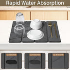 Small Stone Dish Drying Mat for Kitchen Counter, Foldable Water Absorbing - Image 3