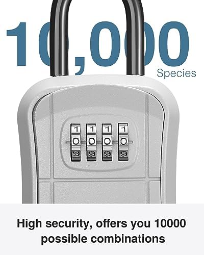 Puroma Key Lock Box Outdoor 4 Digit Code Combination Lockbox House 1 Silver - Image 3