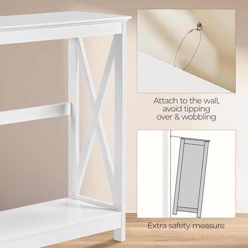 Yaheetech Narrow White Entryway Console Table, 2-Tier X-Frame Storage Shelf - Image 6