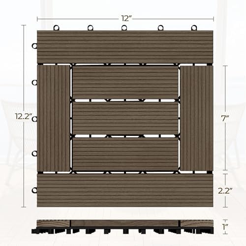 Topeakmart 27PCS Interlocking Deck Tiles 12x12 Patio Flooring - Image 4