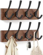 Yangbaga Coat Rack Wall Mount, Acacia Wood Coat Hooks Wall Mount by Hanber