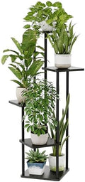 Bamworld Black Plant Stand Indoor Corner Plant Shelf by Bamworld