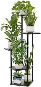 Bamworld Black Plant Stand Indoor Corner Plant Shelf by Bamworld
