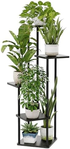 Bamworld Black Plant Stand Indoor Corner Plant Shelf by Bamworld