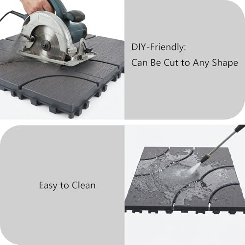 44 Pack Interlocking Deck Tiles, Easy Snap All-Weather Outdoor Deck Tiles - Image 5